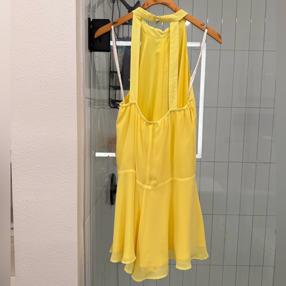 BCBGeneration Lemon Halter Mini Romper - Picture 3 of 4